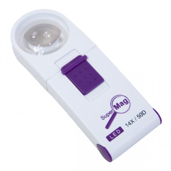 SuperMag 14X LED Lighted Pocket Magnifier - 1.4 Inch Lens