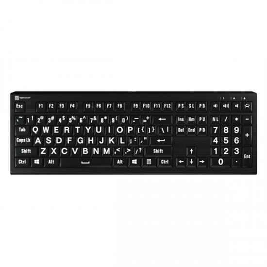 LargePrint White on Black - PC Nero Slimline Keyboard