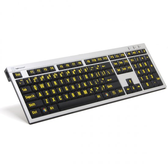 LargePrint Yellow on Black - PC Slimline Keyboard