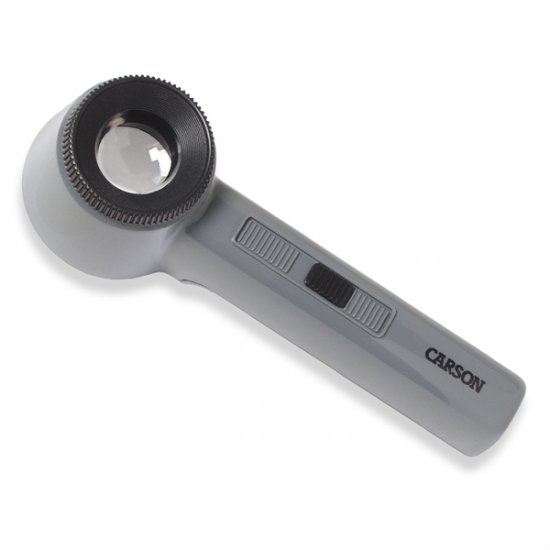 Carson 10X Lighted Hand Held,Stand Magnifier - 1.2 Inch Lens