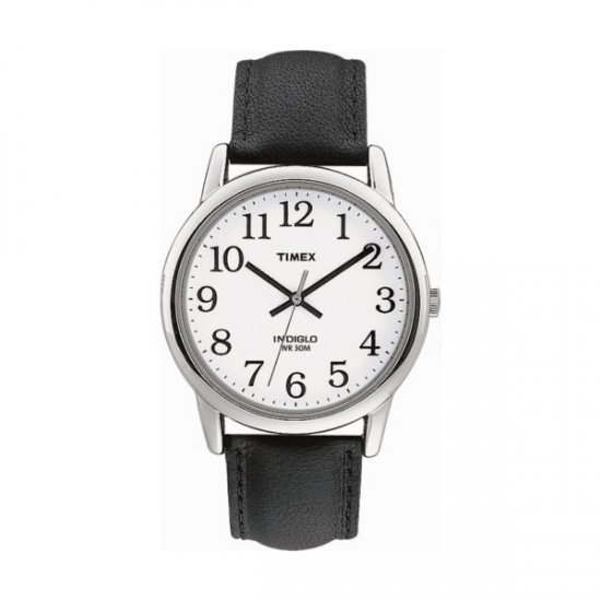 Timex Indiglo Watch Chrome with Leather Band - Click Image to Close