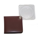 3.5X Eschenbach Leather Folding Square Pocket Magnifier - 60 mm Maroon