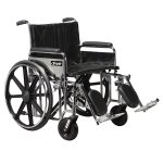 Sentra Extra Heavy Duty Wheelchair - Adj. Height Detachable Desk Arm & Swing Away Footrests 24 Inch