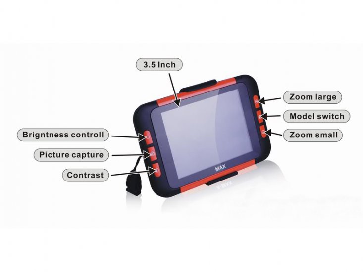 Feather - 3.5 Inch Color Portable Video Magnifier - 3.5 Hrs. of Battery Use! Feather - 3.5 Inch Color Portable Video Magnifier - 3.5 Hrs. of Battery Use!