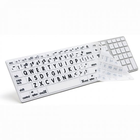 Apple Large Print Full Size Keyboard Cover - White Keys with Black Print