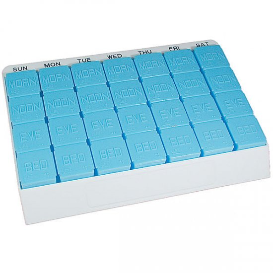 Jumbo Portable Pill Box with Tactual Marking