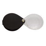 6X Eschenbach Leather Folding Teardrop Pocket Magnifier - Black