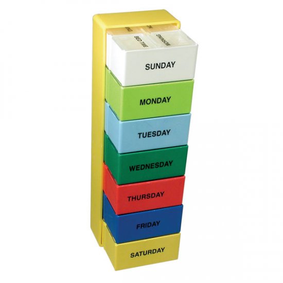 7 Day Color 4 Compartment Deep Capacity Pill Boxes - Click Image to Close