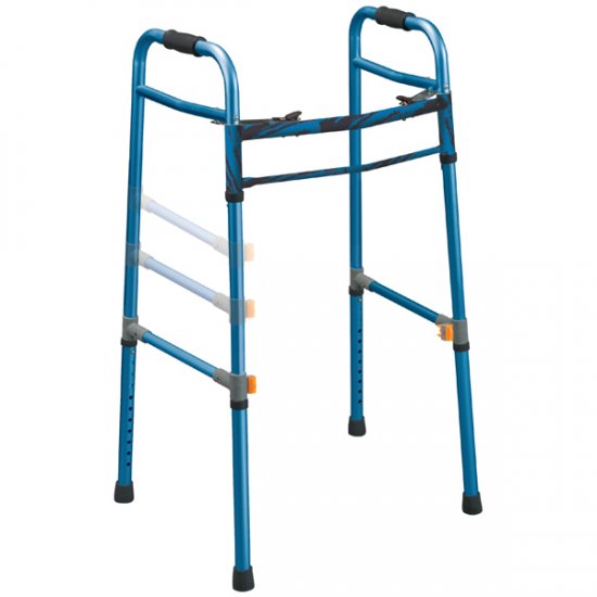 Two Button Folding Universal Walker - Blue - Click Image to Close