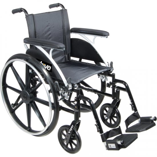 Viper Wheelchair - Adj. Height Flip Back Desk Arm and Elevating Leg Rests 18 Inches