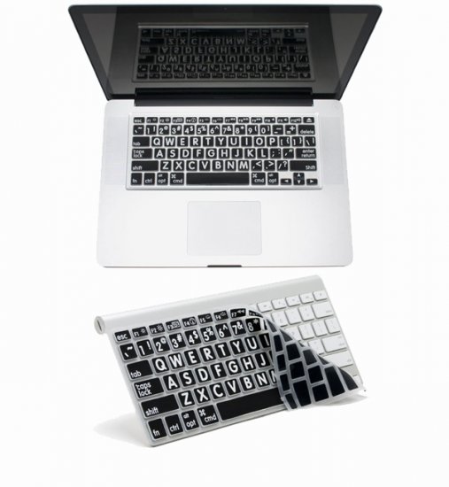 Apple Keyboard - White on Black Large Print Skin
