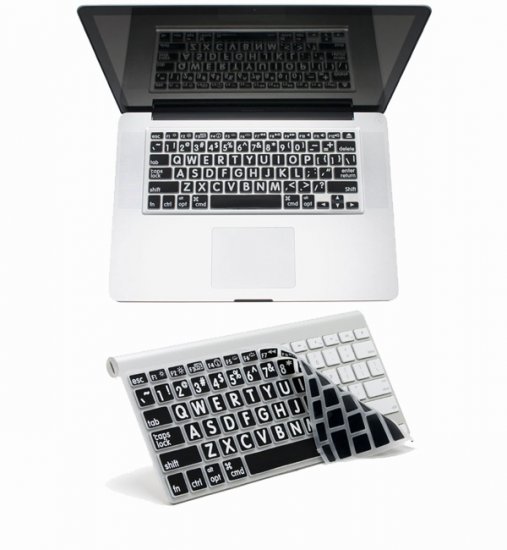 Apple Keyboard - White on Black Large Print Skin Apple Keyboard - White on Black Large Print Skin
