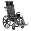 Sentra Reclining Wheelchair - Adj. Height Detachable Desk Arm and Elevating Leg Rests 16 Inches
