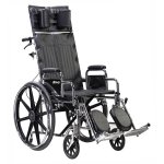 Sentra Reclining Wheelchair - Adj. Height Detachable Desk Arm and Elevating Leg Rests 18 Inches