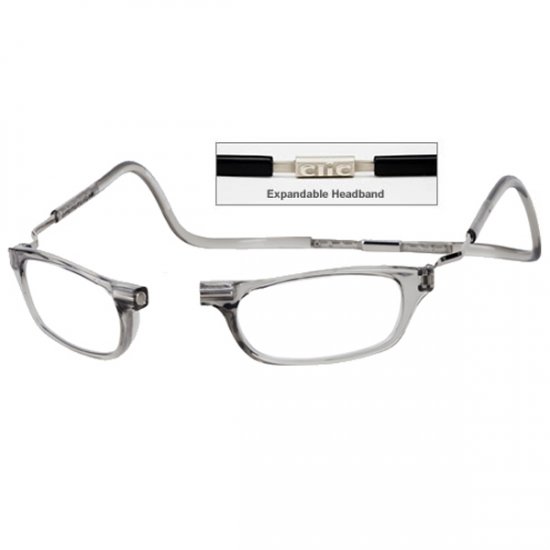 CliC +2.0 Diopter Magnetic Reading Glasses: Expandable - Smoke