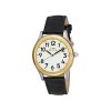 Man's Two Tone Talking Watch White Face: Leather Band - Black