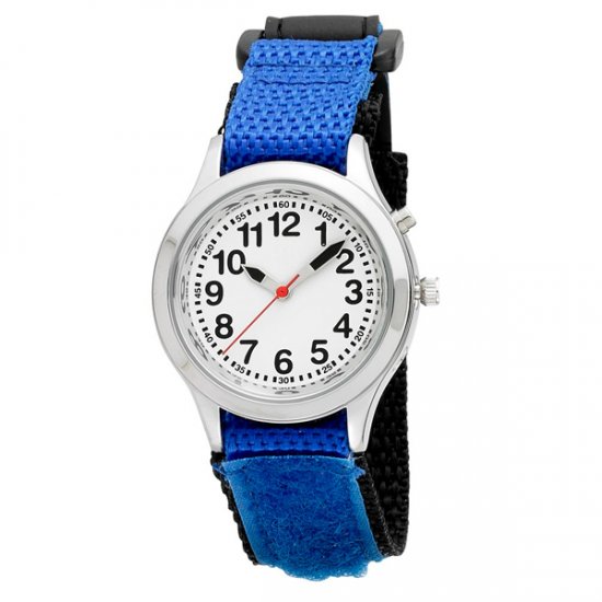 Ladies / Kids Talking Alarm Watch: Blue Strap - Choice of Voice - Click Image to Close