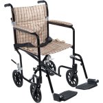 Flyweight Lightweight Transport Wheelchair - 17 Inch Tan Plaid