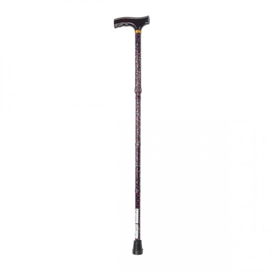 Lightweight Adjustable Folding Cane with T Handle - Black - Click Image to Close