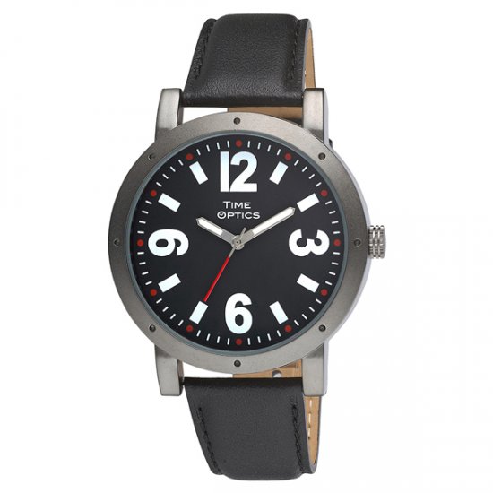 Fashion Low Vision Watch Black Face White Large Numbers - Black Leather Band Fashion Low Vision Watch Black Face White Large Numbers - Black Leather Band