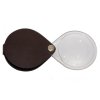 3.5X Eschenbach Leather Folding Teardrop Pocket Magnifier - 60 mm Brown