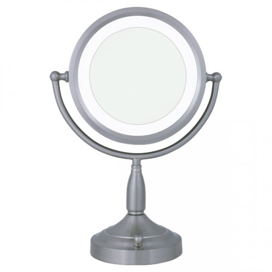 Zadro 8X / 1X Satin Nickel Lighted Round Vanity Mirror