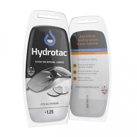 Hydrotac Stick-On Bifocal Reading Lenses +1.25