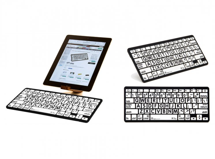 Large Print White Keys with Black Print - Bluetooth Mini Keyboard for iPads, Tablets & Phones