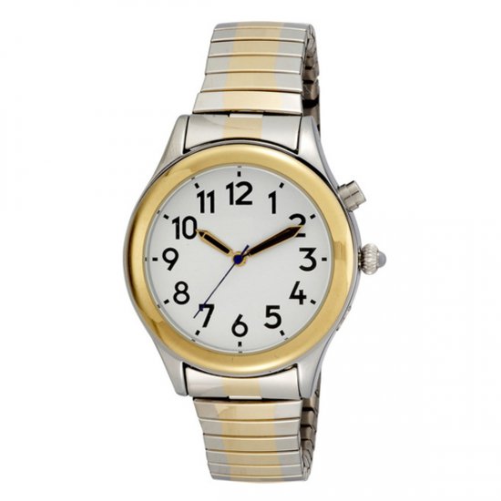 Ladies Two Tone Talking Watch White Face - Choice of Spanish Voice - Click Image to Close