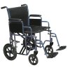 Bariatric Heavy Duty Transport Wheelchair with Swing Away Footrest - 20 Inch Blue