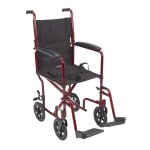 Lightweight Transport Wheelchair - 19 Inch Red
