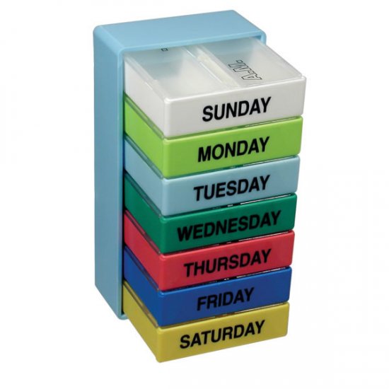 7 Day Color 2 Compartment Pill Boxes 7 Day Color 2 Compartment Pill Boxes