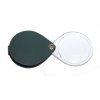 3.5X Eschenbach Leather Folding Teardrop Pocket Magnifier - 60 mm Pine Green