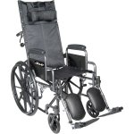 Silver Sport Reclining Wheelchair - Detachable Full Arms and Elevating Leg Rest 16 Inches