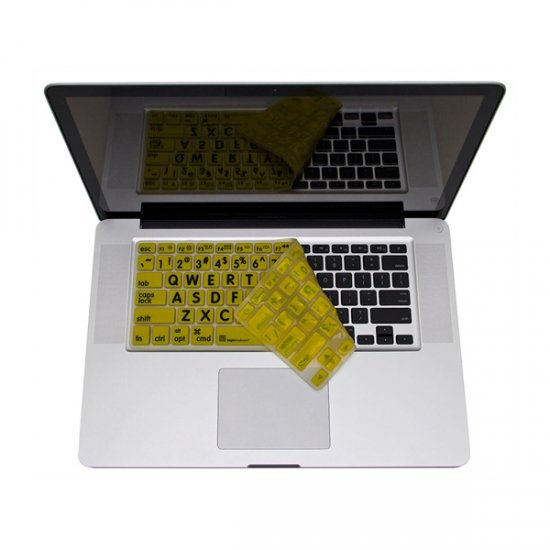 Apple Keyboard - Black on Yellow Large Print Skin