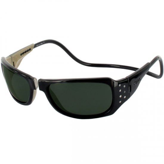 CliC Monarch Magnetic Sunglasses - Frame: Black with Jewels, Lens: Polarized Grey - Click Image to Close