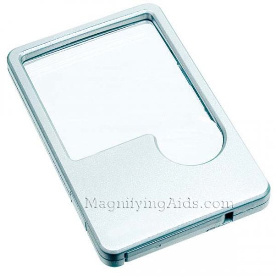 Lighted LED Wallet Magnifying Lens - 2X With 6X Insert - Click Image to Close