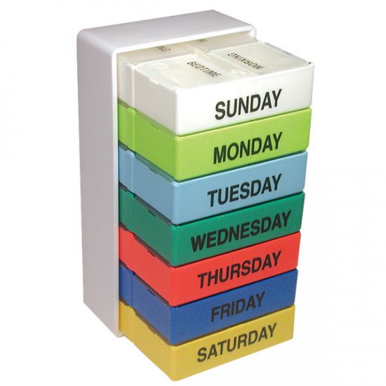 7 Day Color 4 Compartment Pill Boxes - Click Image to Close