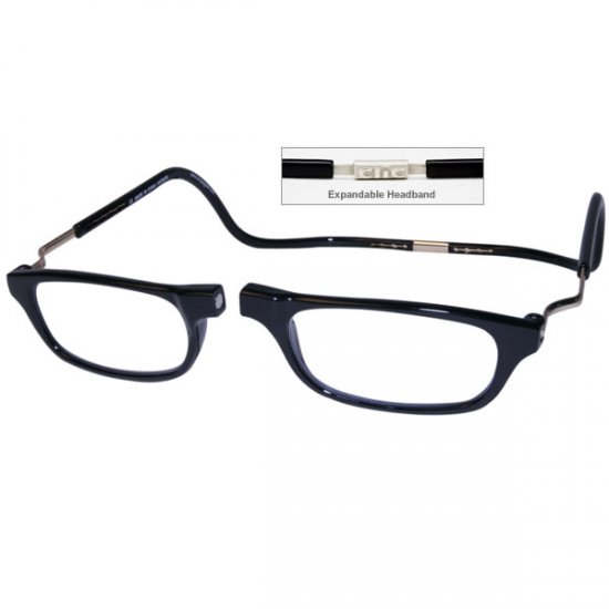 CliC +2.5 Diopter Magnetic Reading Glasses: Expandable - Black