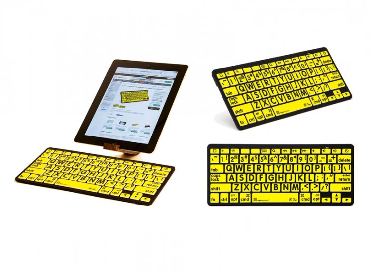 LargePrint Black on Yellow - Mac Bluetooth Mini Keyboard - Click Image to Close