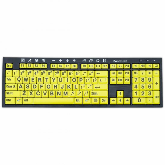 ZoomText Large Print Keyboard - Yellow Keys with Black Print ZoomText Large Print Keyboard - Yellow Keys with Black Print