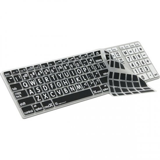 Apple Large Print Full Size Keyboard Cover - Black Keys with White Print - Click Image to Close