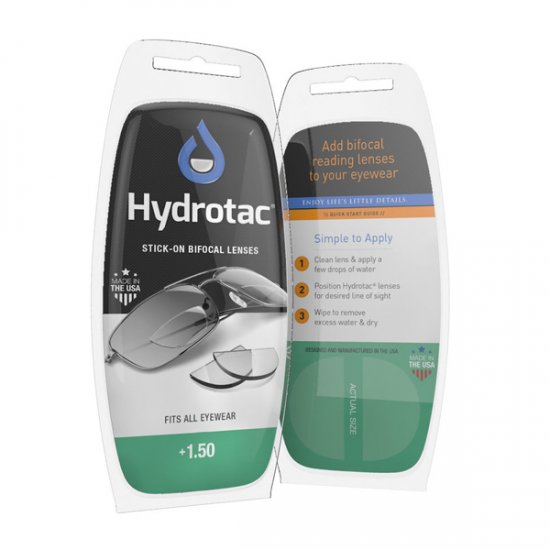 Hydrotac Stick-On Bifocal Reading Lenses +1.50 Hydrotac Stick-On Bifocal Reading Lenses +1.50