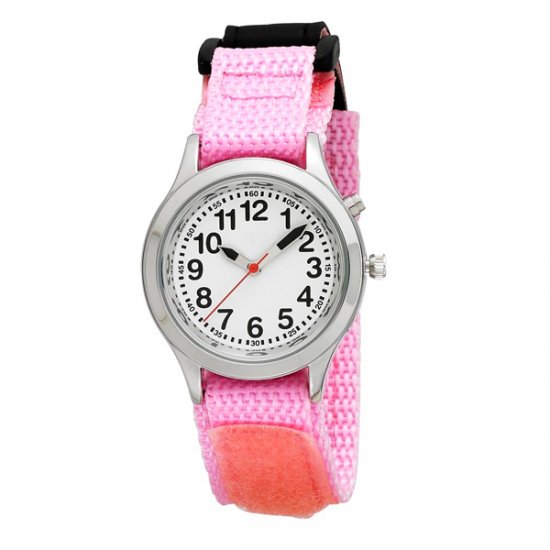 Ladies / Kids Talking Alarm Watch: Pink Strap - Choice of Voice - Click Image to Close