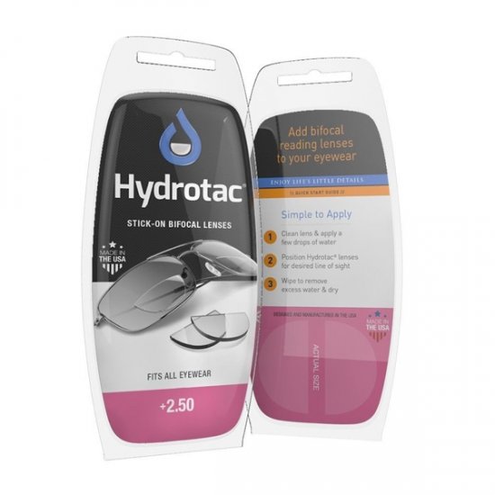 Hydrotac Stick-On Bifocal Reading Lenses +2.50 Hydrotac Stick-On Bifocal Reading Lenses +2.50
