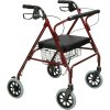 Heavy Duty Bariatric Rollator Walker with Large Padded Seat - Red