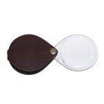 3.5X Eschenbach Leather Folding Teardrop Pocket Magnifier - 60 mm Burgundy Red