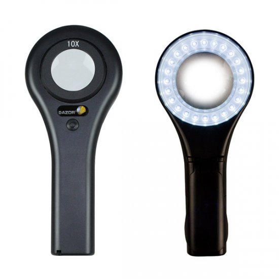 10X Dazor Handheld 24 White LED Lighted Magnifier