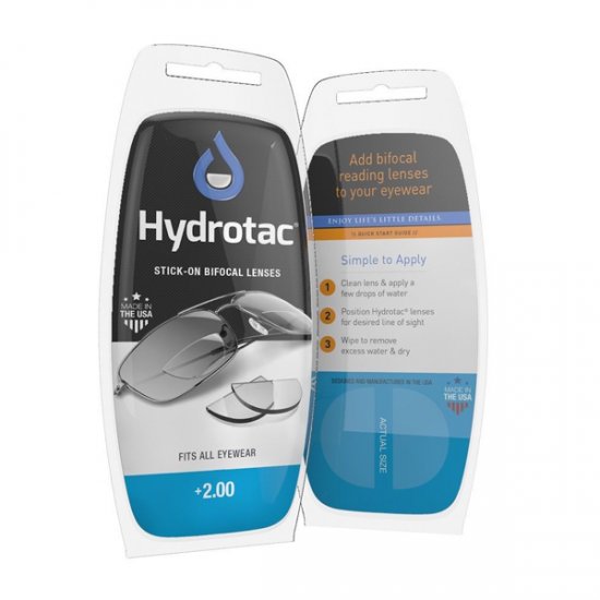 Hydrotac Stick-On Bifocal Reading Lenses +2.00 Hydrotac Stick-On Bifocal Reading Lenses +2.00