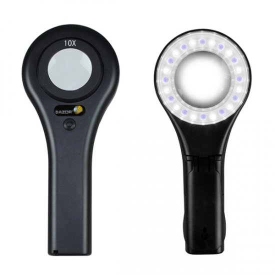 10X Dazor Handheld 12 White + 12 UV LED's Lighted Magnifier